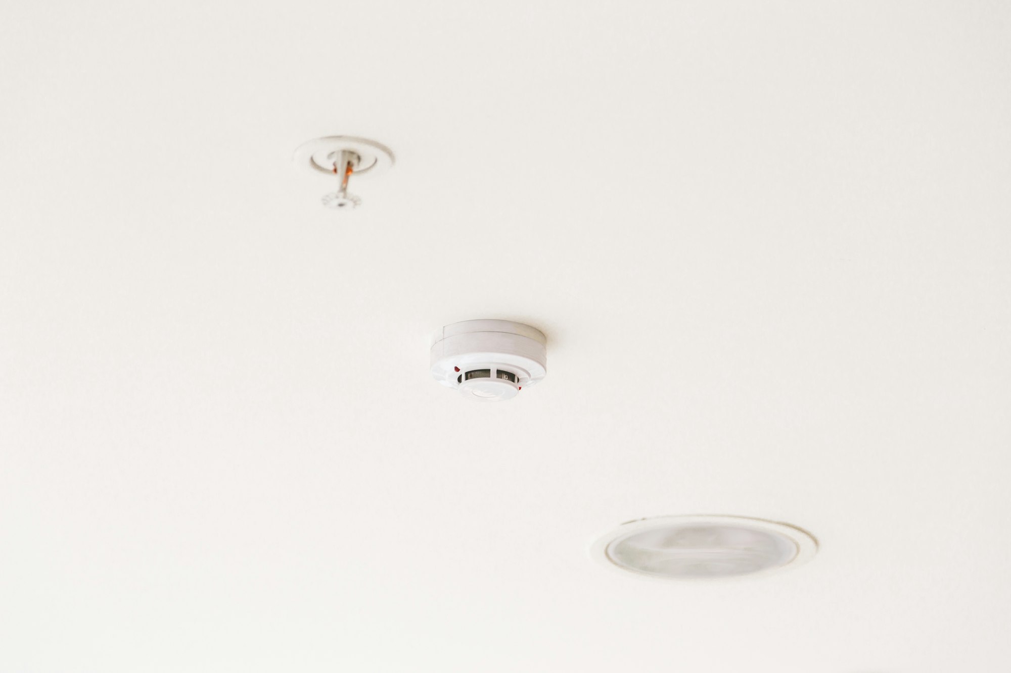 Smoke detector mounted on ceiling